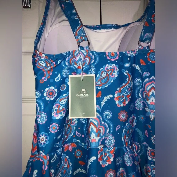 Eomenie One Piece Swimdress Swimsuit Tummy Control Skirt Bathing Suit - Picture 8 of 9